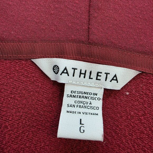 Athleta Decadent Red Purana Wrap Sweatshirt Cardigan Hoodie Soft Stretch Yoga Lg - Picture 7 of 13